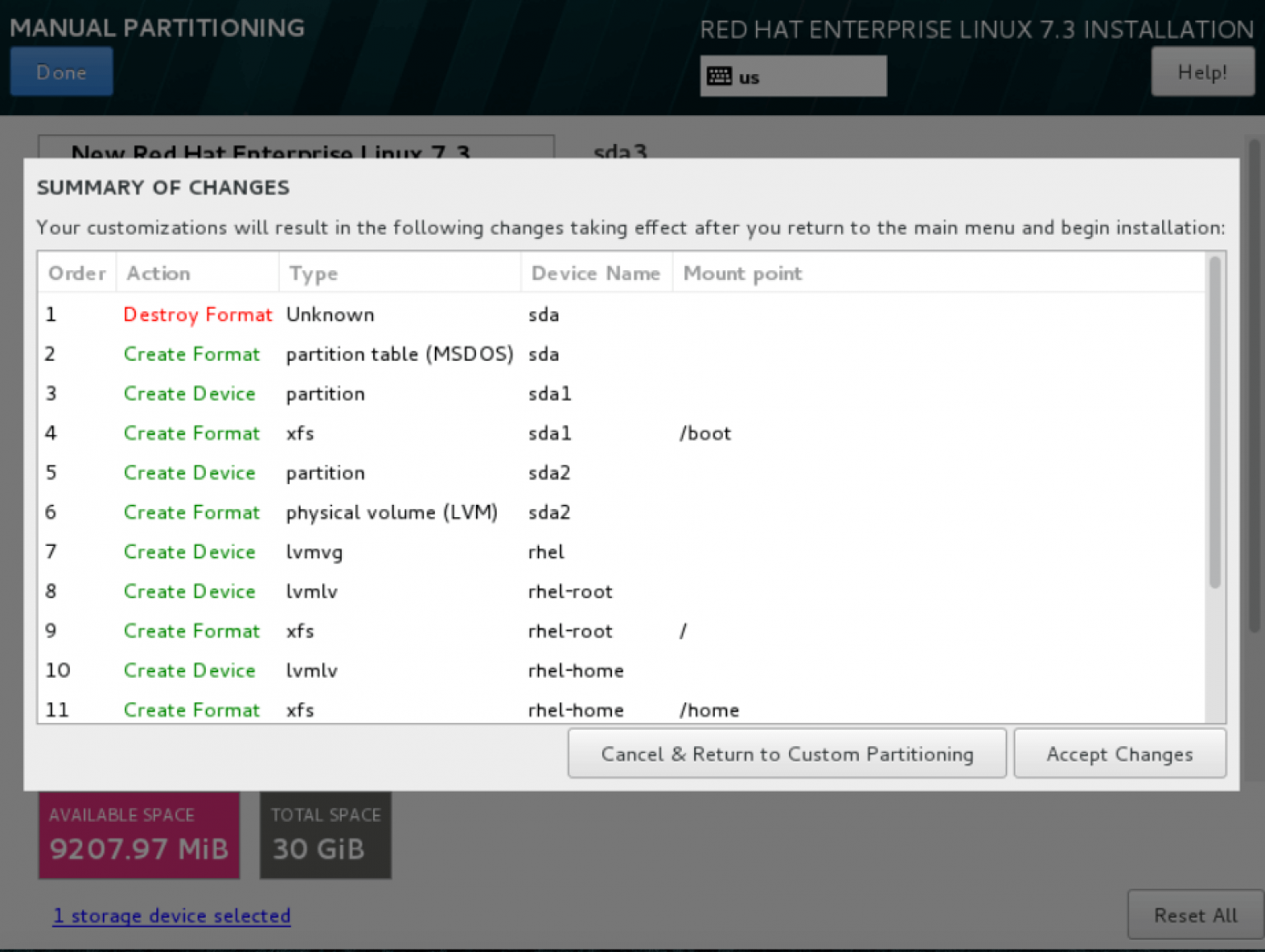 Change accepted. Centos 7 installation Screen. CLOUDLINUX. Root Boot.