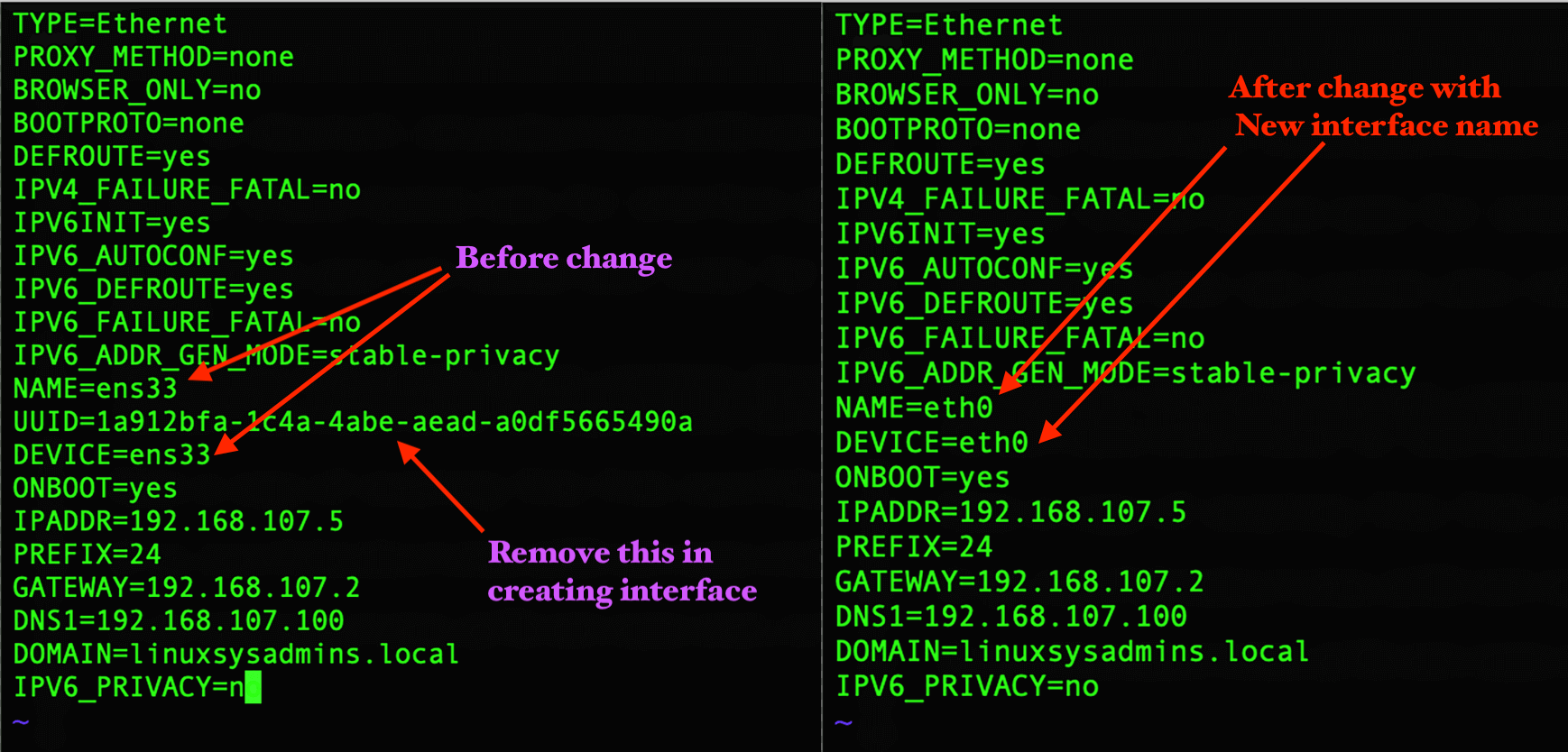 Change systemd network interface name ensxx to eth0