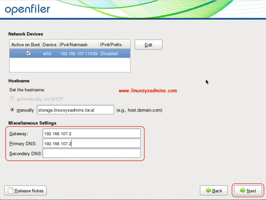 Install rpm package openfiler