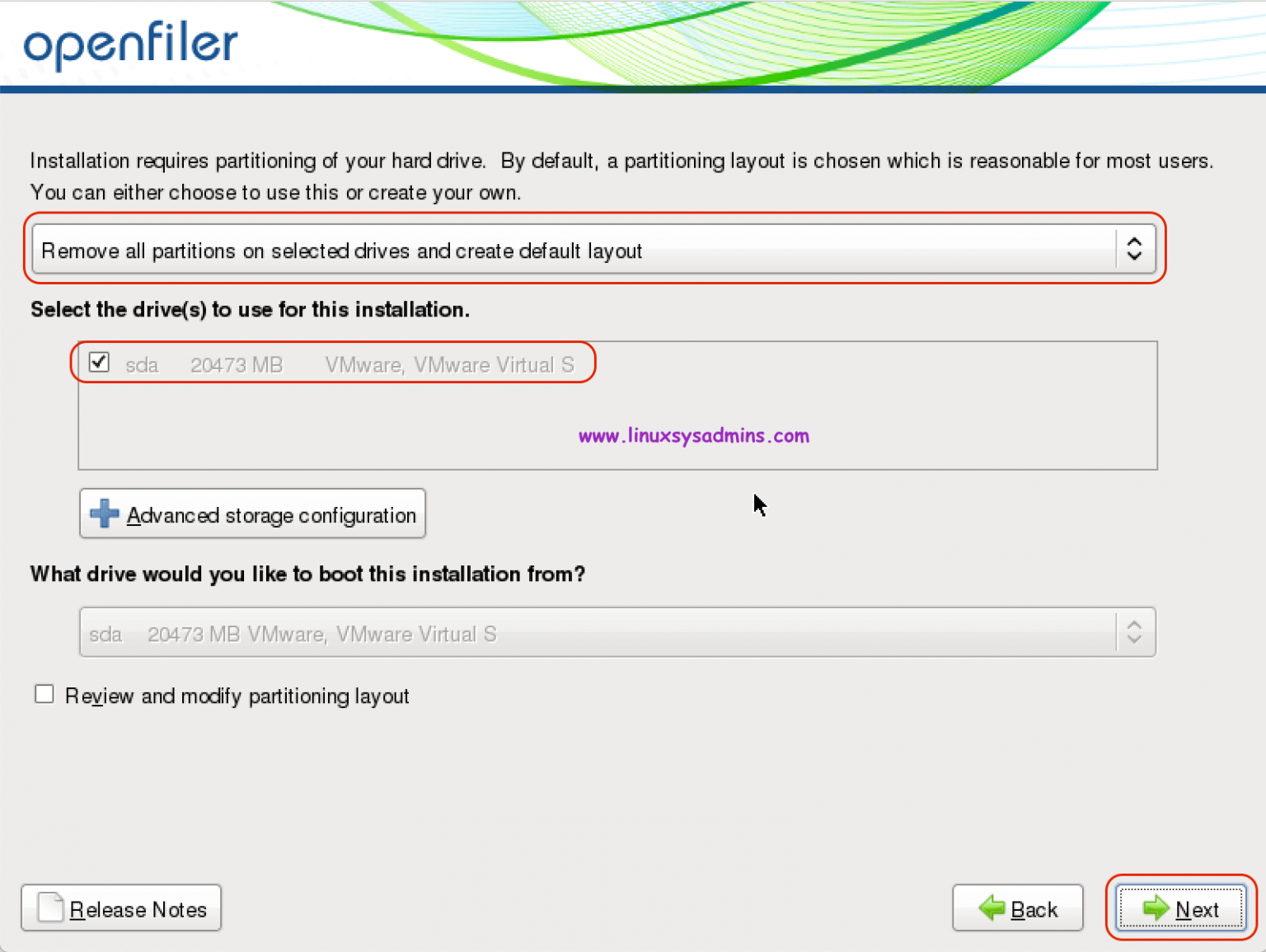 Choose either. Openfiler. Storage configuration. VMWARE Partition configuration. How to install.